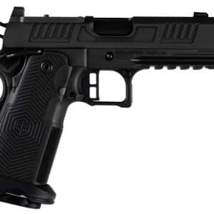 ALPHA FOXTROT AF1911 Romulus pistol side view with threaded barrel and night sights
