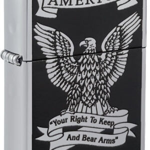 ZIPPO WINDPROOF LIGHTER EAGLE - RIGHT TO BEAR ARMS