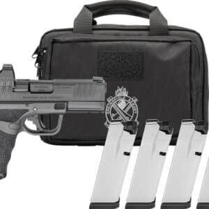 Springfield Armory Hellcat Pro 9mm pistol with Viridian RFX11 and four 15-round magazines