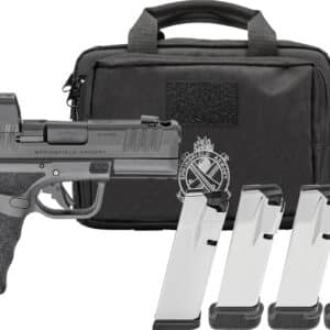 Springfield Armory Hellcat Pro Comp OSP 9mm pistol with Viridian RFX11 green dot and magazines