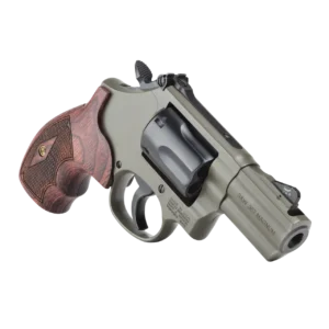 Smith & Wesson Performance Center Model 19 Carry Comp .357 Magnum revolver in moss cerakote with rosewood grip
