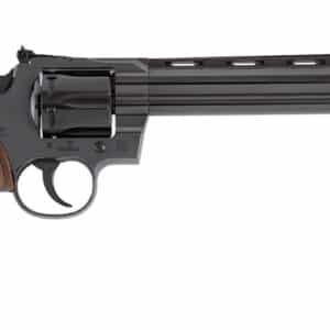 Colt Python .357 Magnum 8-inch blued revolver with walnut grips and vent-rib barrel