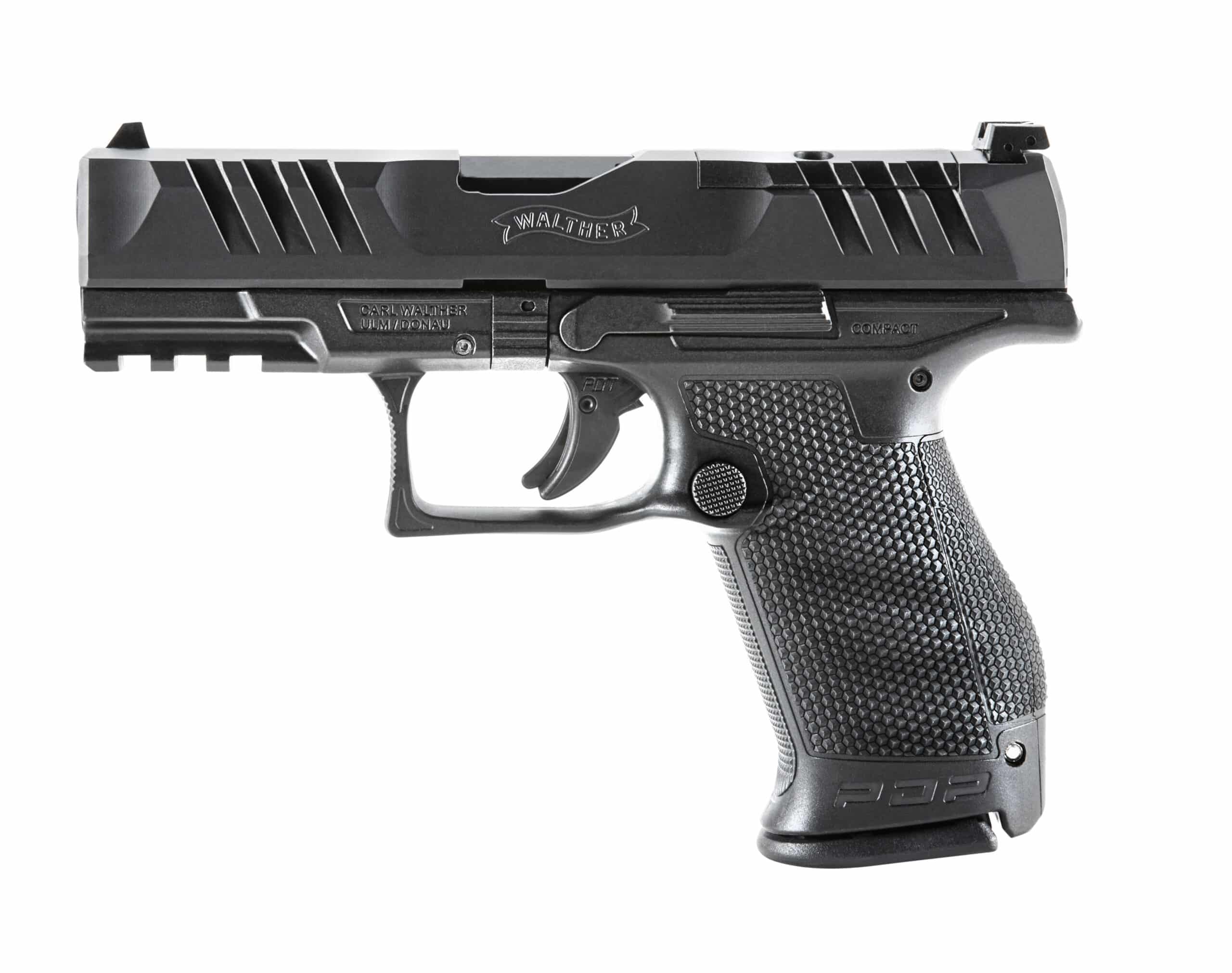Walther PDP Compact 9mm pistol, 4-inch barrel, black polymer frame, optics-ready slide
