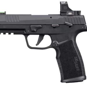 Sig Sauer P322 .22 LR pistol with ROMEO-RS optic and threaded barrel adapter, black polymer frame