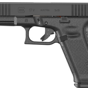 Glock 17 V 9mm black polymer frame pistol with fixed sights and three 17-round magazines