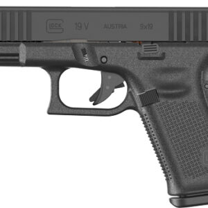 Glock 19 9mm pistol black 4.02in barrel fixed sights three 15-round magazines