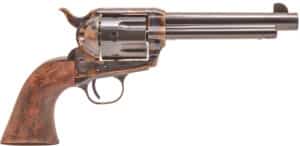 Standard Manufacturing SAR HGR .45 Long Colt revolver with 4.75-inch blued barrel, case-colored frame, and wood one-piece gri