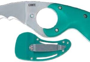 CRKT BEAR CLAW 2.39" GREEN W/ - VEFF SERRATIONS BELT CLIP