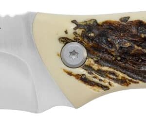 Camillus 19246 Western Crosstrail 4.25" Fixed Drop Point Plain Silver 420 Steel Titanium Bonded Blade, Stag/Antler Delrin Handle, Includes Belt Loop/Sheath