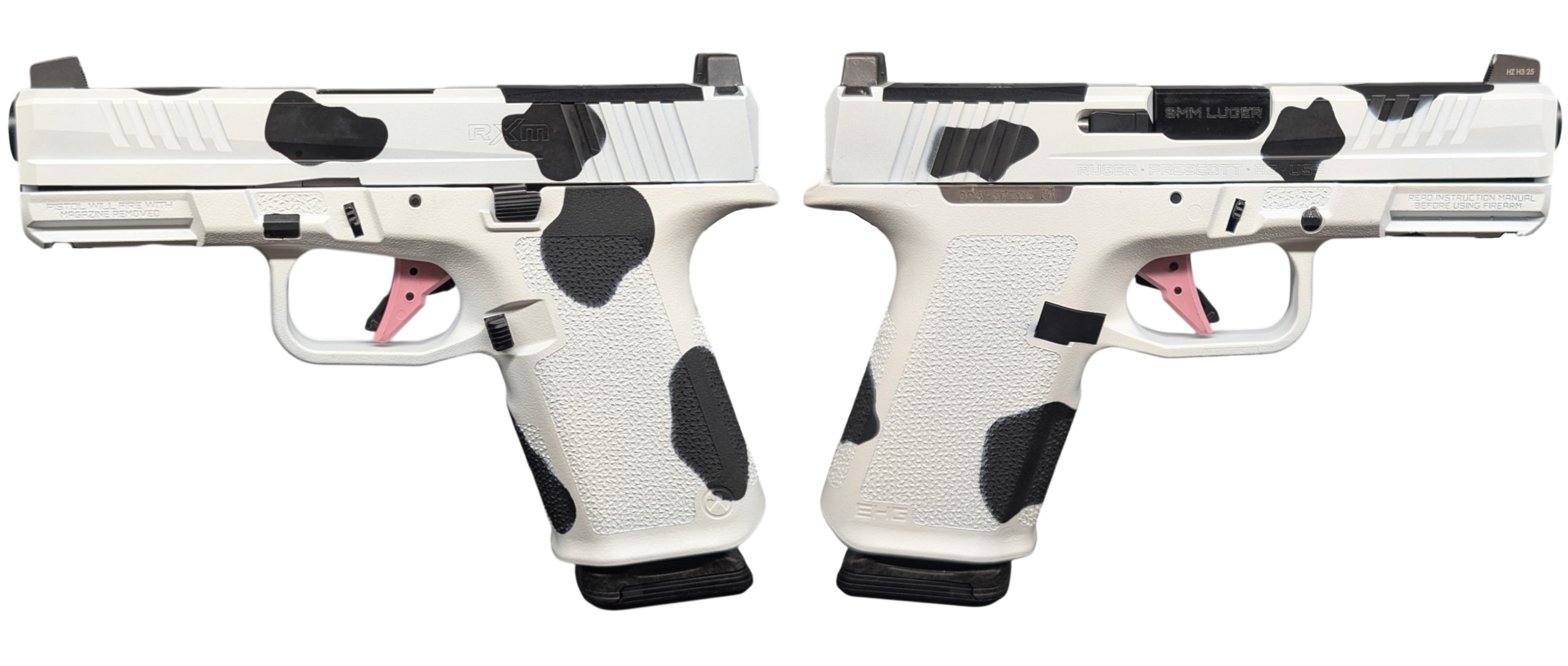 RUGER RXM 9MM PISTOL 4" BBL COW PRINT, MAGPUL EHG, O.R. 2-15RD MAGS - Ruger
