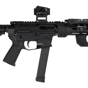 Shark Coast Tactical SCC06704SPBO9-D Sneeky Pete Deluxe w/Optic 9mm Luger 30+1 5.50" Black Melonite Threaded Barrel, Black Cerakote Receiver, SB Tactical SBA3 Brace, Vortex Crossfire Red Dot, Streamli