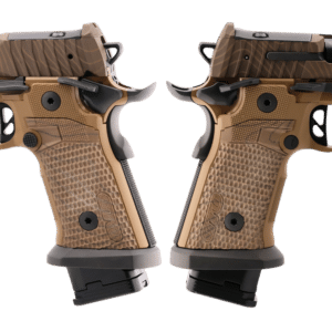 SIG SAUER P211 COMBAT COYOTE TOPO 9MM PISTOL 4.4" MACH3D COMP, G10 GRIP, 1-23RD 2-21RD MAGS