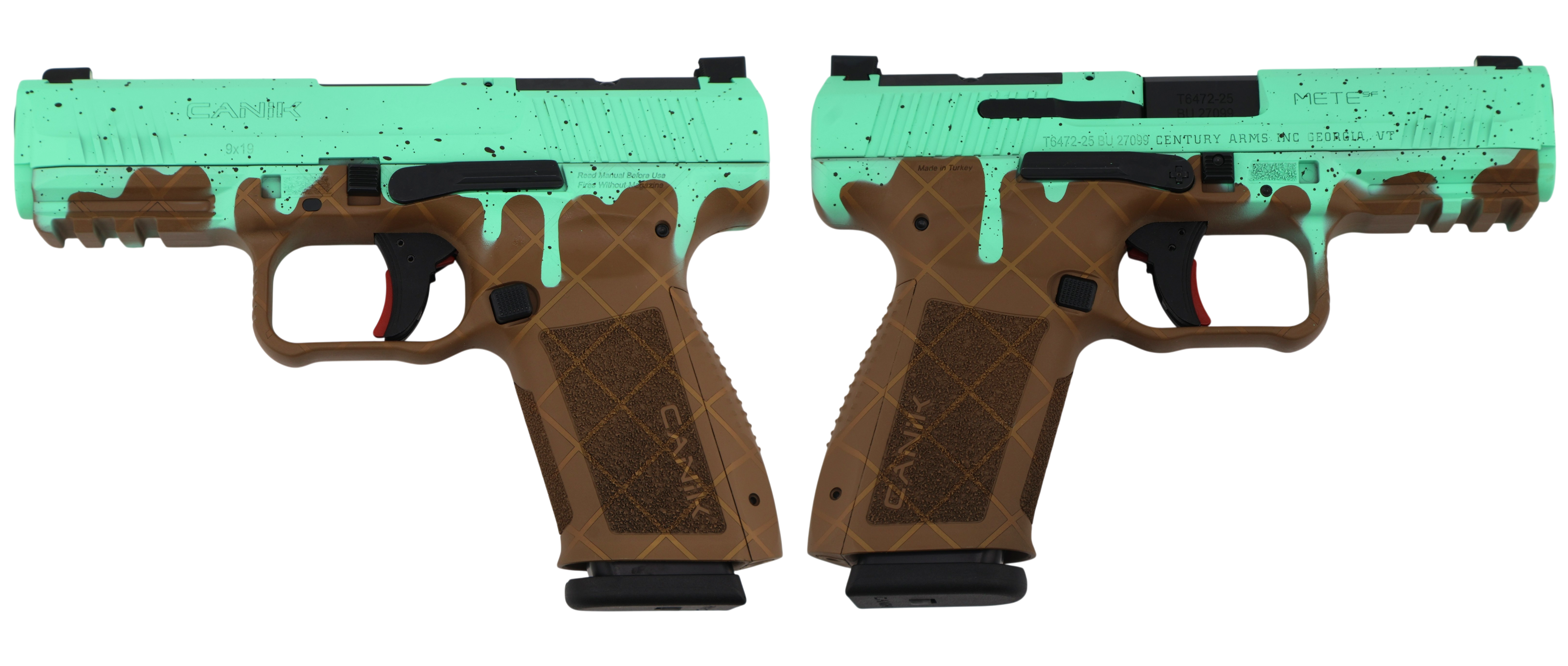 CENTURY CANIK METE SF ONE SERIES 9MM MINT CHOCOLATE CHIP PSTL 4.19 BRL 1-15RD MAG - CANIK