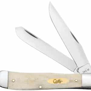 Case 11020 Trapper  Folding Clip Point/Spey Plain Mirror Polished Tru-Sharp SS Blade, Smooth Natural Bone Handle