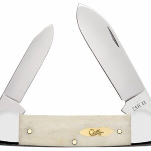 Case 11023 Canoe  Folding Pen/Spear Plain Tru-Sharp SS Blade, Smooth Natural Bone Handle