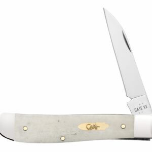 Case 11025 Trapper  Mini Folding Clip Point/Spey Plain Mirror Polished Tru-Sharp SS Blade, Smooth Natural Bone Handle