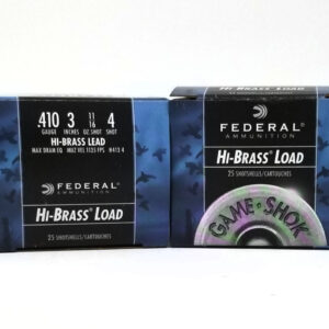 Federal 410 Bore Ammunition Hi-Brass H4134 3" #4 Shot 11/16oz 1135FPS 250 Rounds
