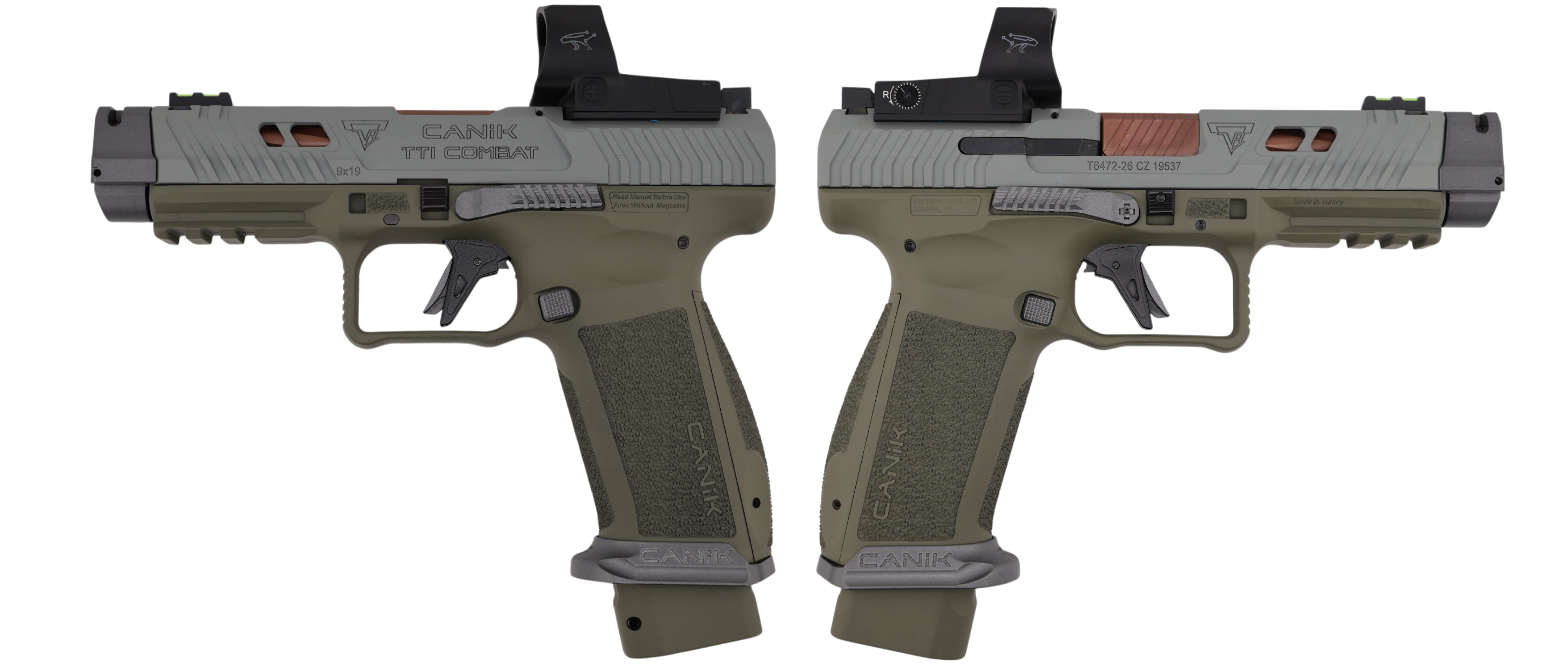 CENTURY CANIK TTI COMBAT SMOKE ODGREEN W/MECANIK OPTIC 9MM PISTOL 4.6" 2-18RD - CANIK