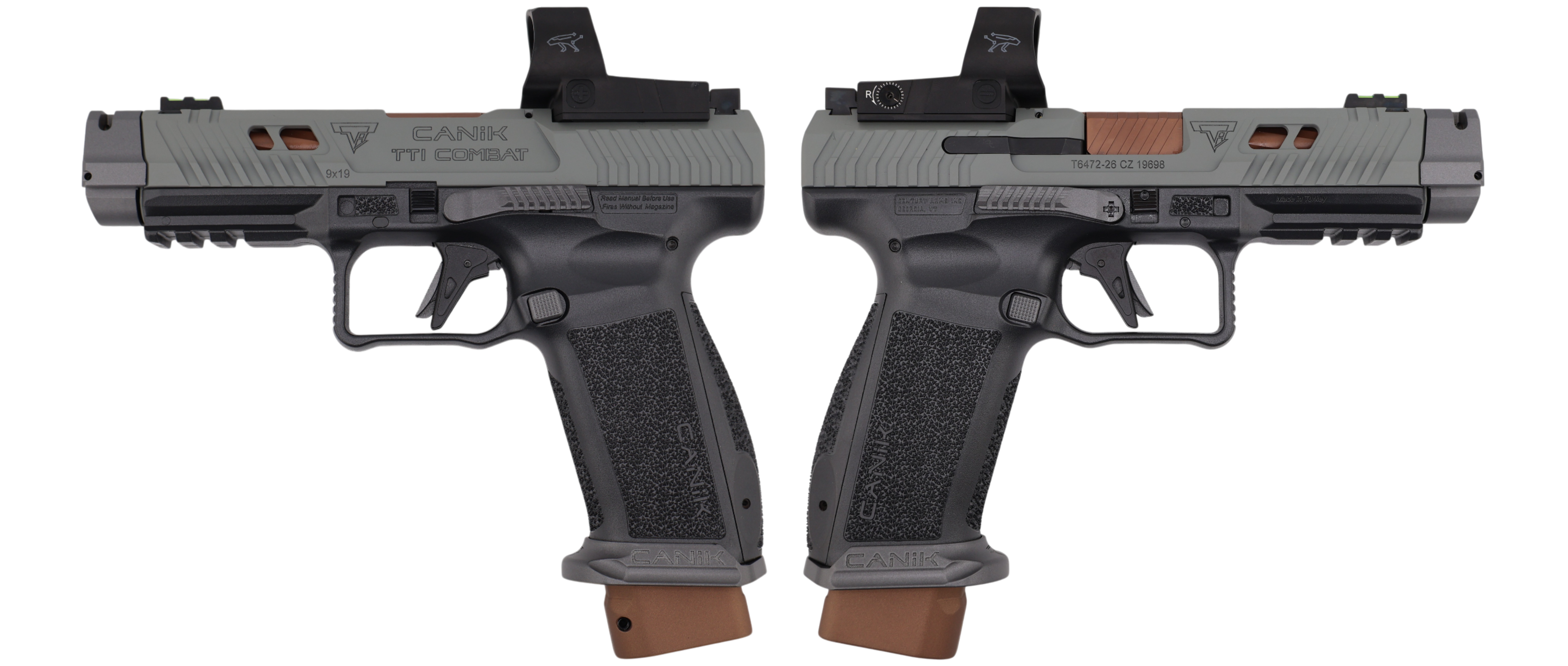 CENTURY CANIK TTI COMBAT SMOKE TWO TONE GREY W/MECANIK OPTIC 9MM PISTOL 4.6" 2-18RD - CANIK