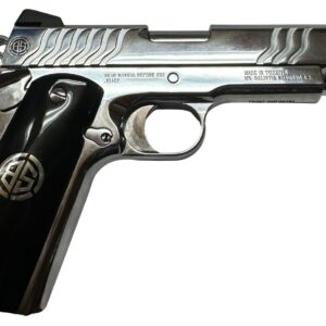 Dickinson LLC DCKSN45S 1911 Adam S Full Size Frame SAO 45 ACP 7+1 5" Stainless Button Rifled Barrel, Stainless Steel S Serrations Slide, Stainless Steel Frame, Wood Grip