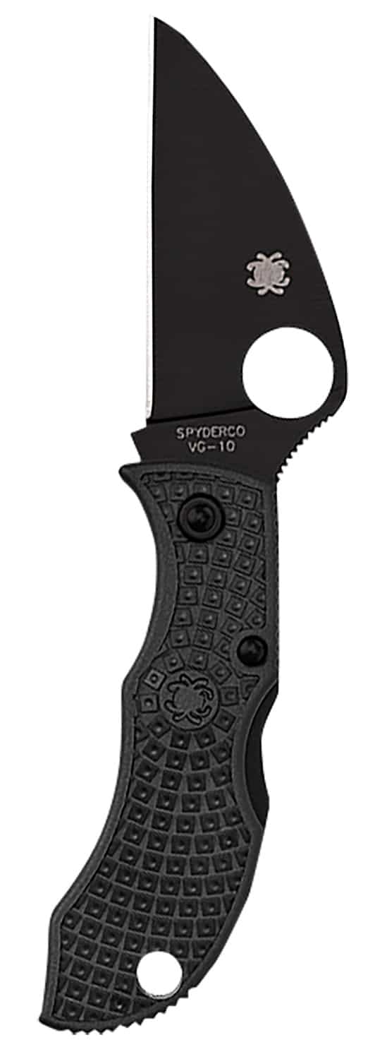 Spyderco MBKWPBK Manbug 1.91" Folding Wharncliffe Plain Non-Reflective Black TiCN VG-10 SS Blade/Black Textured FRN Handle