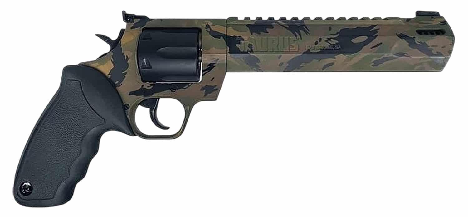 Taurus 2-357081RH-DTSC Raging Hunter  Large 357 Mag/38 Special +P 7 Shot 8.37" Camo Picatinny Rail/Ported Barrel, Matte Black Cylinder, Camo Alloy Steel Frame, Transfer Bar Safety, Exposed Hammer