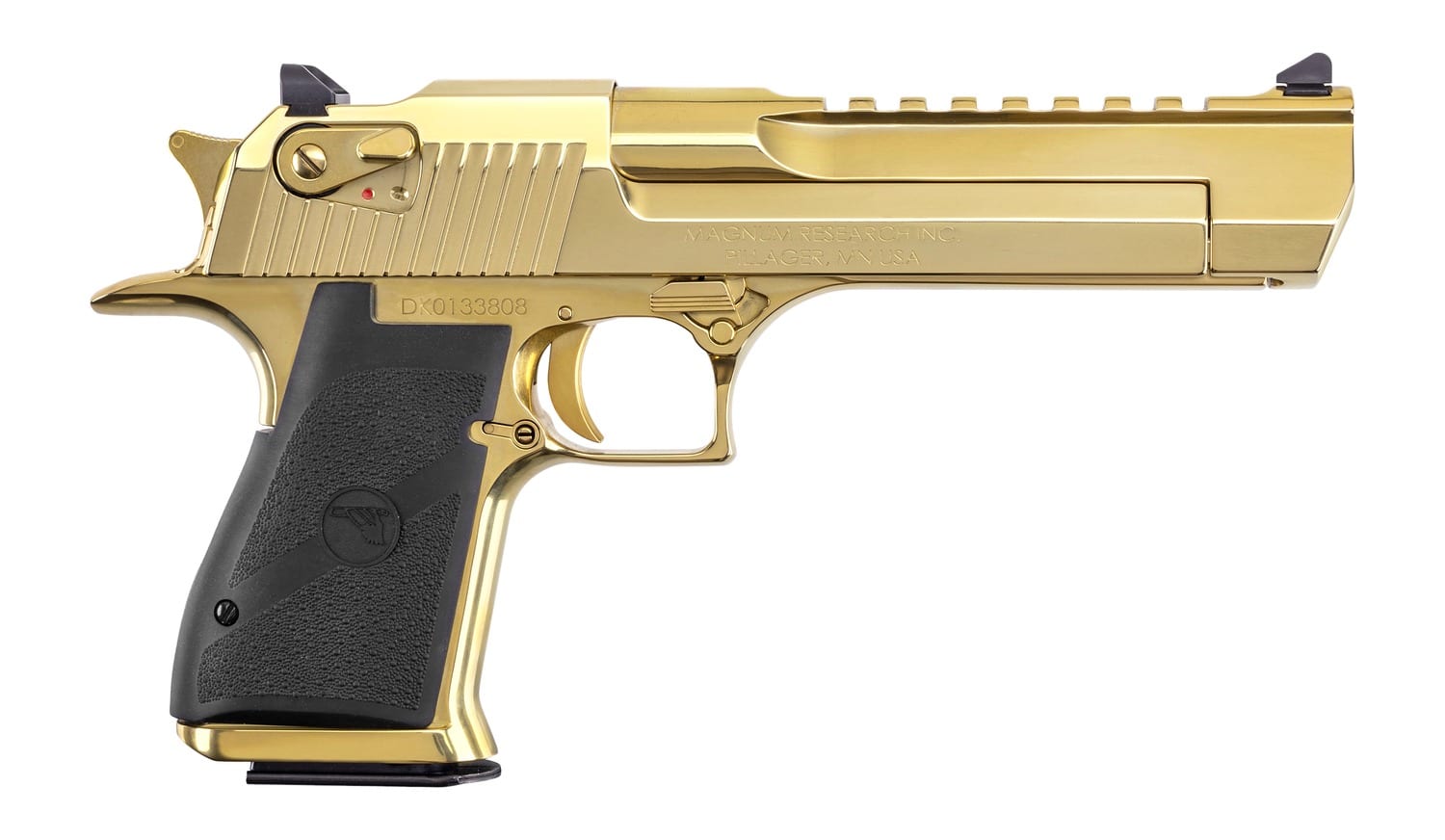 Magnum Research DE44ZNG Desert Eagle Mark XIX 44 Mag 7+1 6" Picatinny Rail Barrel, Gold Zirconium Nitride Serrated Slide & Frame