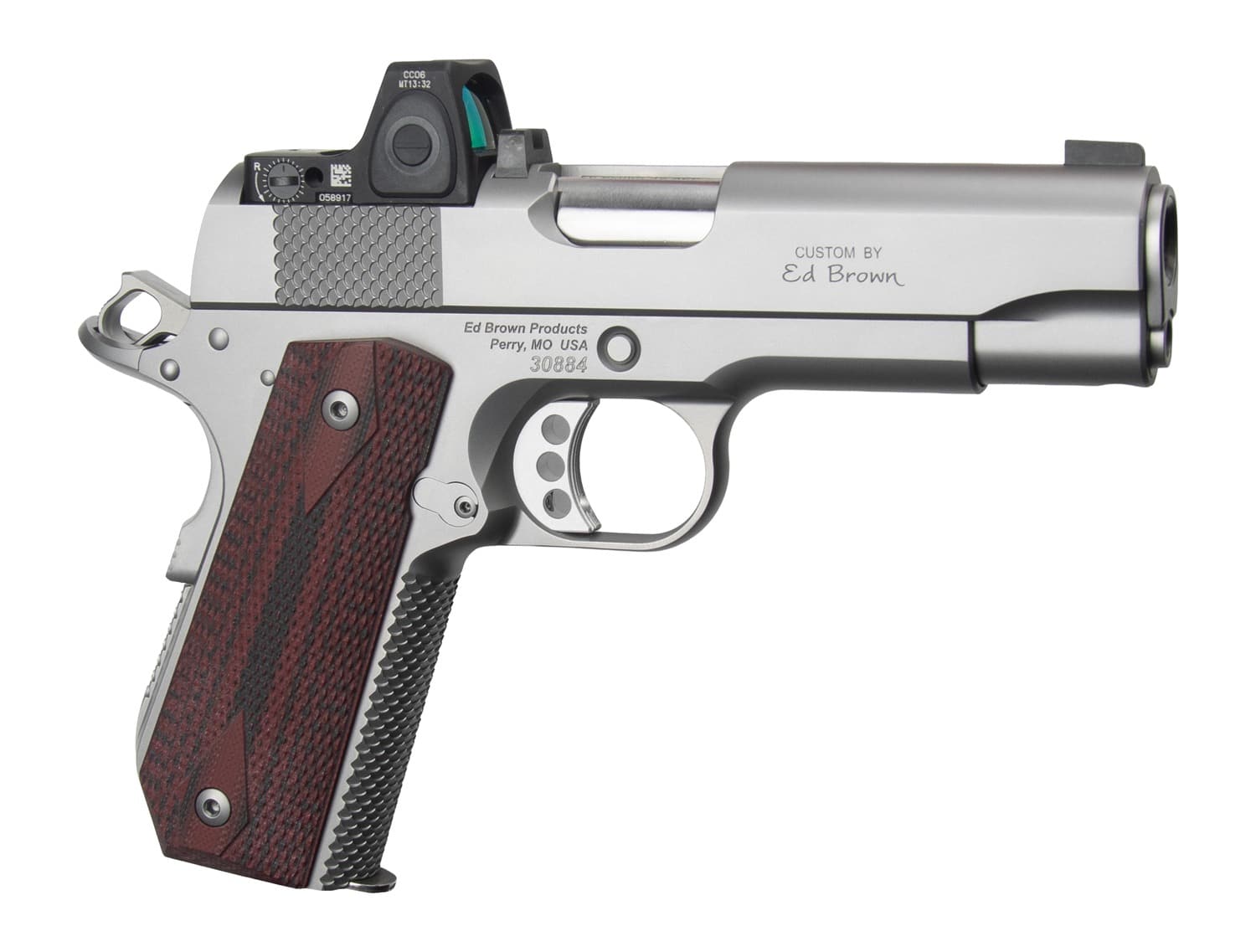 Ed Brown Kobra Carry w/Optic 45 ACP 7+1 4.25" Stainless Steel Barrel, Serrated w/Optic Slide & Frame, G10 Grip, Trijicon RMRcc 3.25 MOA Sight, Right Hand