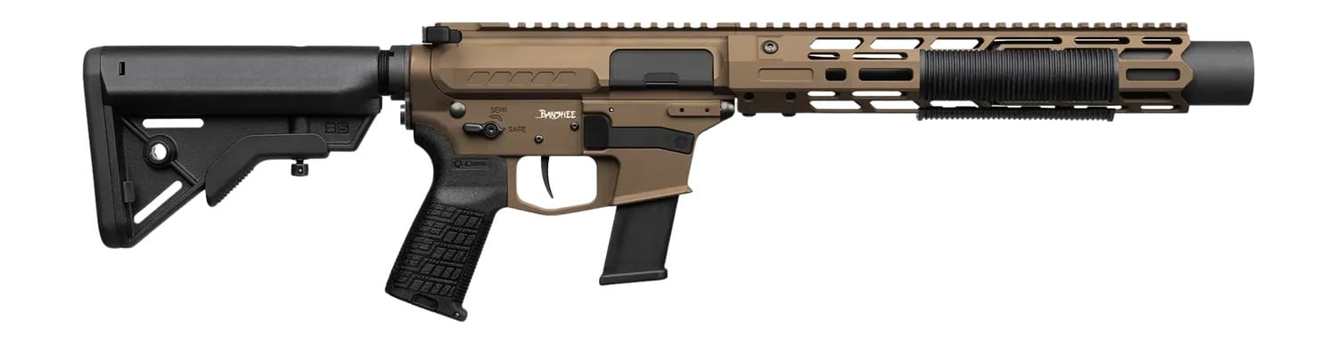CMMG 45AEA92-MB Banshee MkG 45 ACP 13+1 6.50" Black Nitride Threaded Barrel, Midnight Bronze Cerakote Aluminum Receiver w/Picatinny Rail, M-LOK Handguard; Black Polymer B5 Bravo Stock, CMMG Zeroed Gri