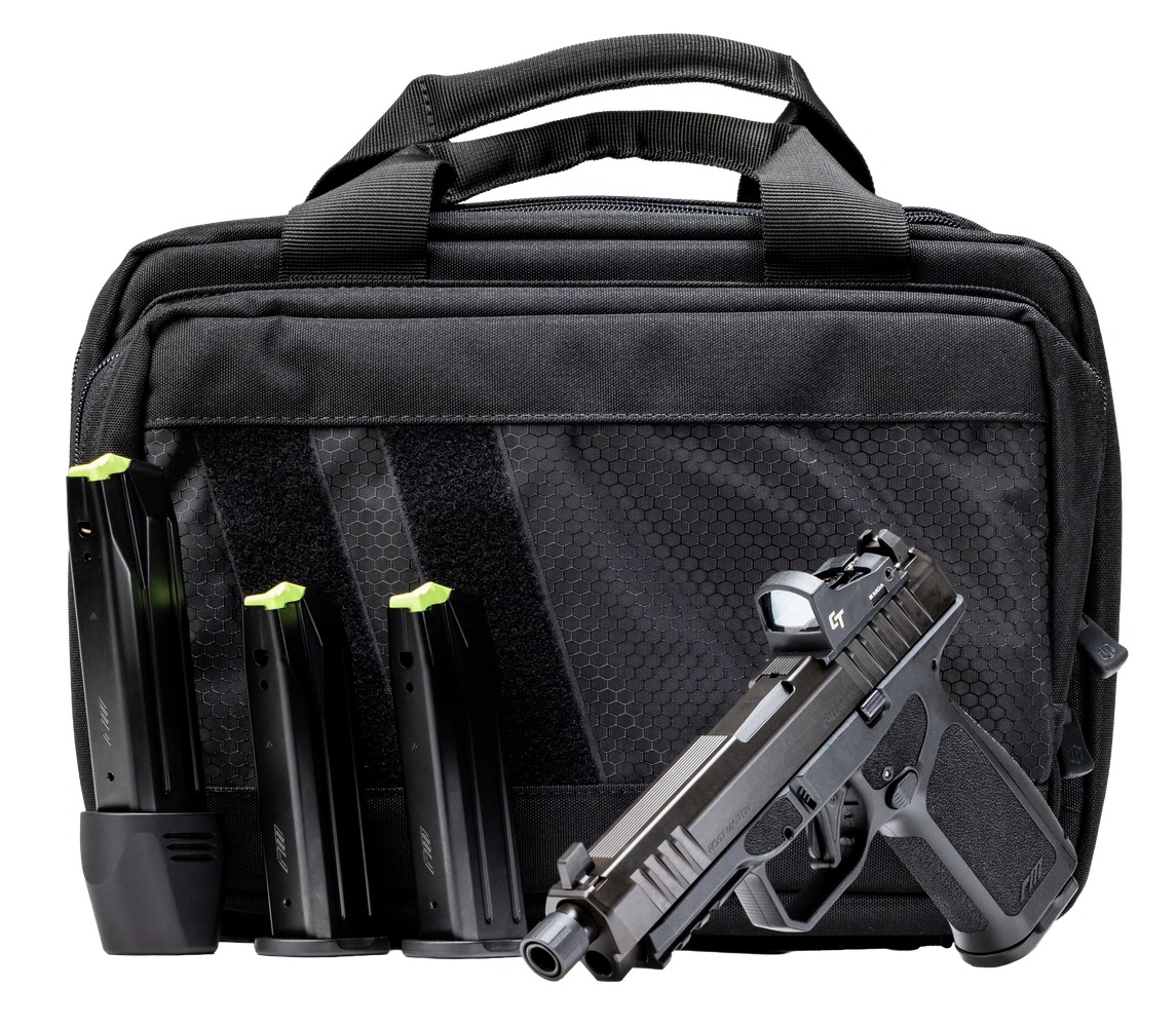 Rost Martin RM1FTBSPL RM1F Tactical Bundle 9mm Luger 24+1 4.50" Black Threaded Barrel, Black Nitron Steel Serrated w/Optic Slide, Black Polymer Frame w/Picatinny Rail, Interchangeable Backstrap Grip,