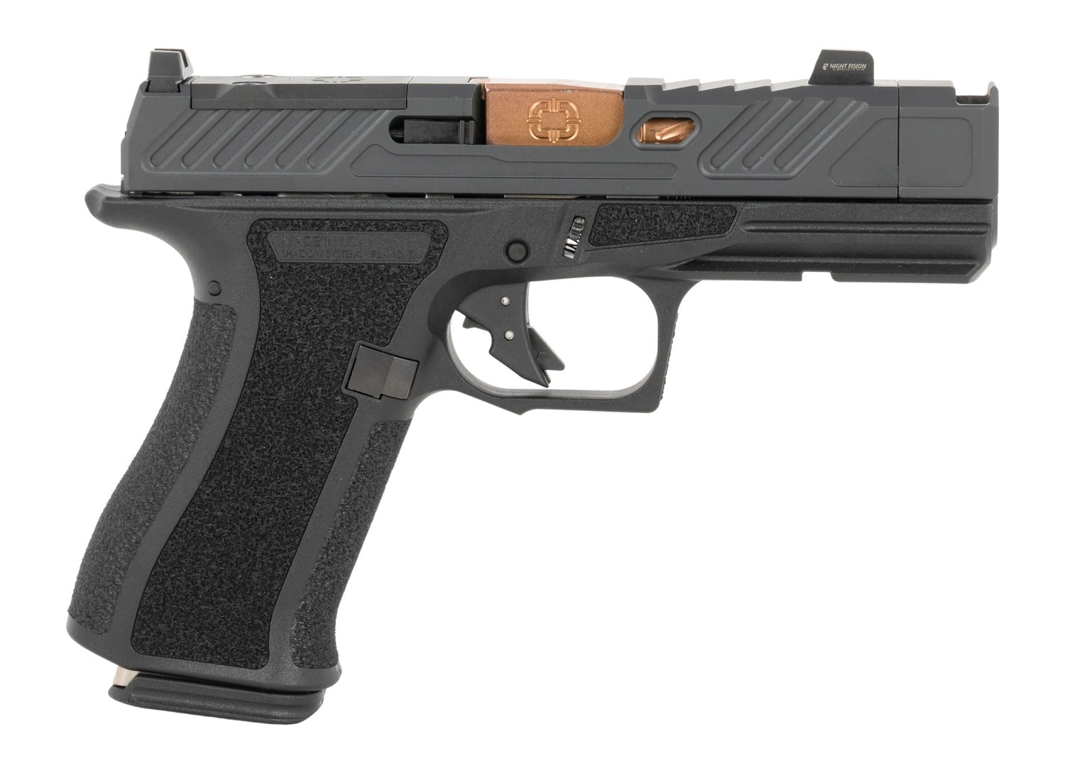 Shadow Systems SS-5211-B CR920XP Elite Sub-Compact Frame 9mm Luger 15+1 3.65" Compensated/Match Grade Spiral Bronze TICN Barrel, Black Nitride Optic Cut/Serrated/Window Cut Slide, Black Polymer Frame