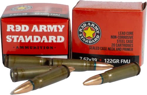 RED ARMY 7.62X39 122GR FMJ - STEEL LAQUERED 20RD 50BX/CS