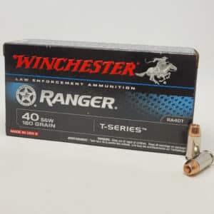 Winchester 40 S&W Ammunition Ranger RA40T 180 Grain T-Series Jacketed Hollow Point 50 rounds