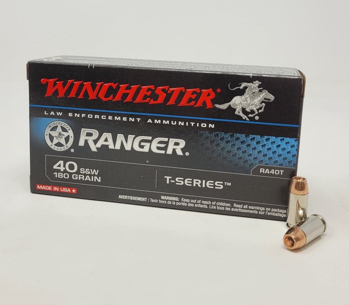 Winchester 40 S&W Ammunition Ranger RA40T 180 Grain T-Series Jacketed Hollow Point 50 rounds