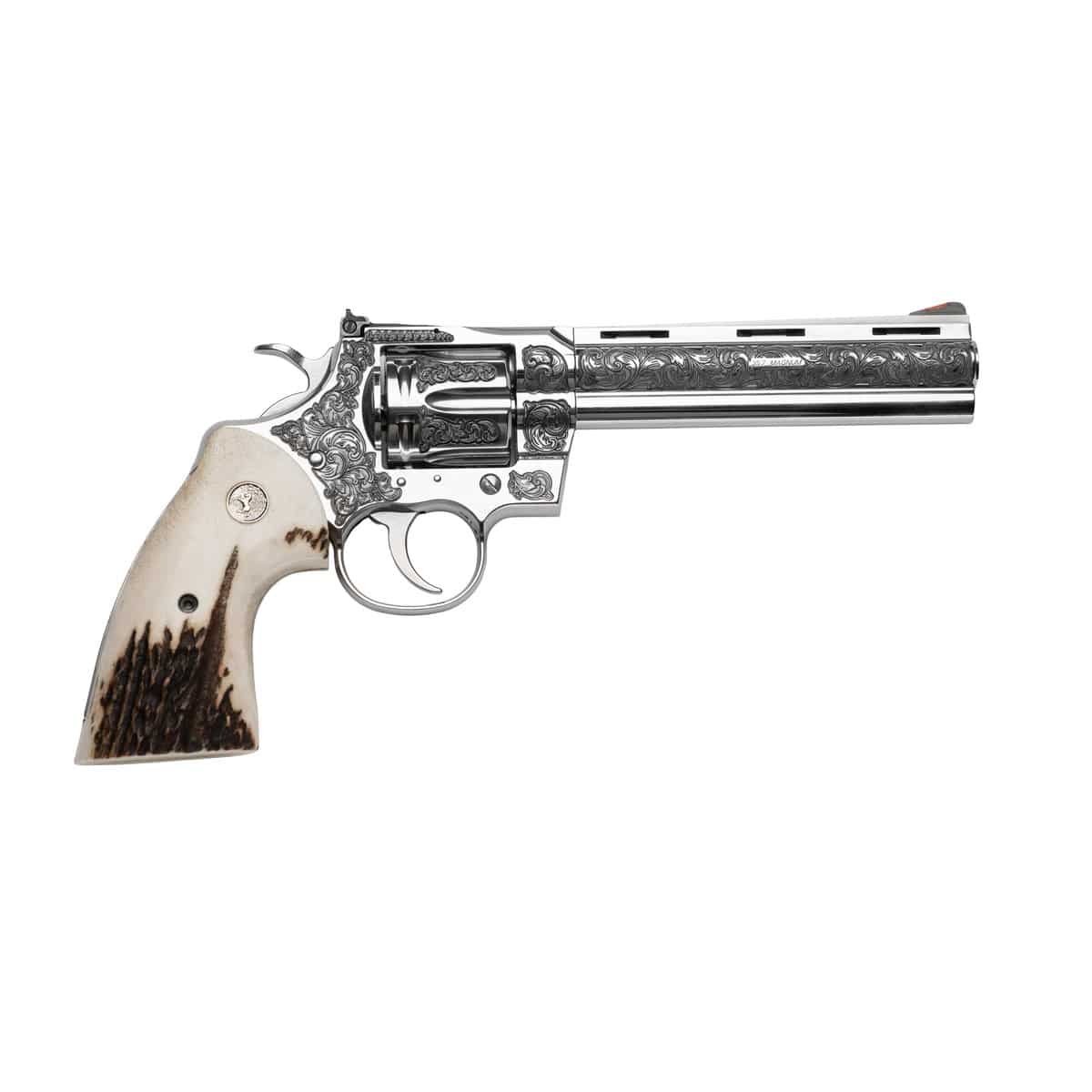 Colt Python Handgun .357 Mag 6rd Capacity 6" Barrel Stainless Engraved Finish Stag Grips