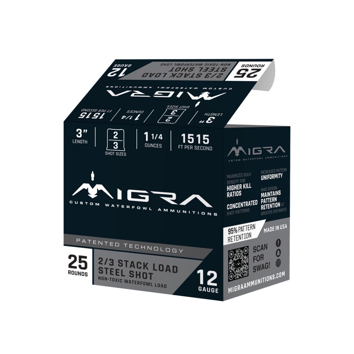 Migra Steel Waterfowl Stacked Shotshell 12ga 3" 1-1/4 oz 1515 fps #2 25/ct