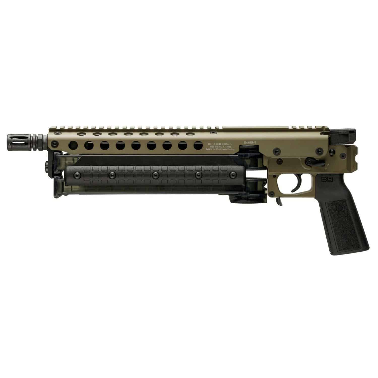 Kel-Tec KP50 Pistol 5.7x28mm 50rd Magazines(1) 9.6" Threaded Barrel Tan