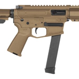 Shark Coast Tactical SCC06773SP9NTAN Sneeky Pete 9mm Luger 30+1 5.50" Black Melonite Threaded Barrel, Tan Cerakote Receiver, SB Tactical SBA3 Brace