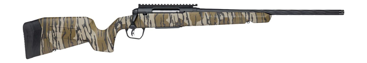 Savage Arms 33301 Axis 2 Pro 243 Win 4+1 20" Black Cerakote Carbon Steel Spiral Fluted Threaded Barrel & Receiver w/Picatinny Rail, Mossy Oak Original Bottomland Fixed w/Pistol Grip Synthetic Stock, R