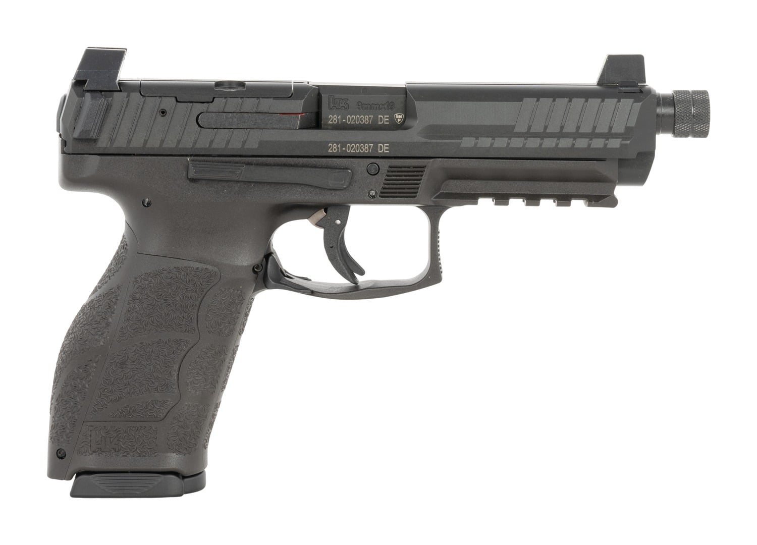 HK 81001234 VP9 A1 Tactical Full Size 9mm Luger 10+1 5.12" Black Threaded Barrel, Black Steel Optic Ready Slide, Black Polymer Frame w/Picatinny Rail, Interchangeable Backstrap Grip