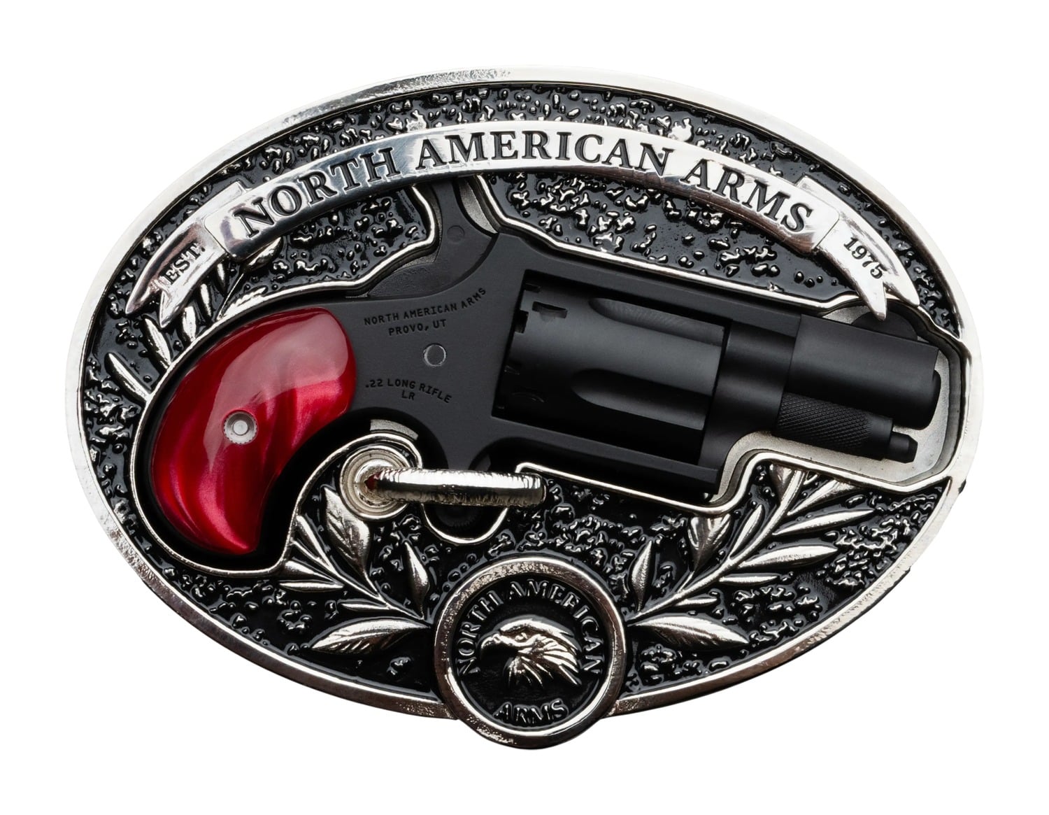 North American Arms 22LRBCBBO Zorro Mini 22 LR 5 Shot 1.13" Black Cerakote Stainless Steel Barrel, Cylinder & Frame, Simulated Red Pearl Grip, Safety Notch, Exposed Hammer