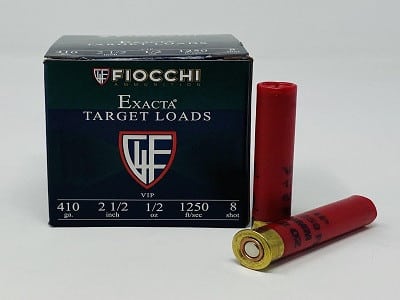 Fiocchi 410 Bore Ammunition 410VIP8 8 Shot 2-1/2" 1/2oz 1250fps Case of 250 Rounds