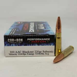 Corbon 300 AAC Blackout Ammunition PM300AAC220 220 Grain Performance Match Subsonic Open Tip 20 Rounds