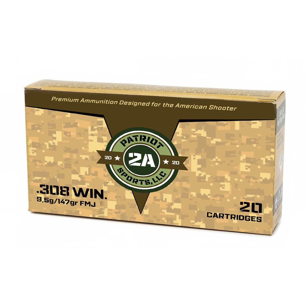 Patriot Sports Rifle Ammunition .308 Win 147gr FMJ 2788 fps 20/ct