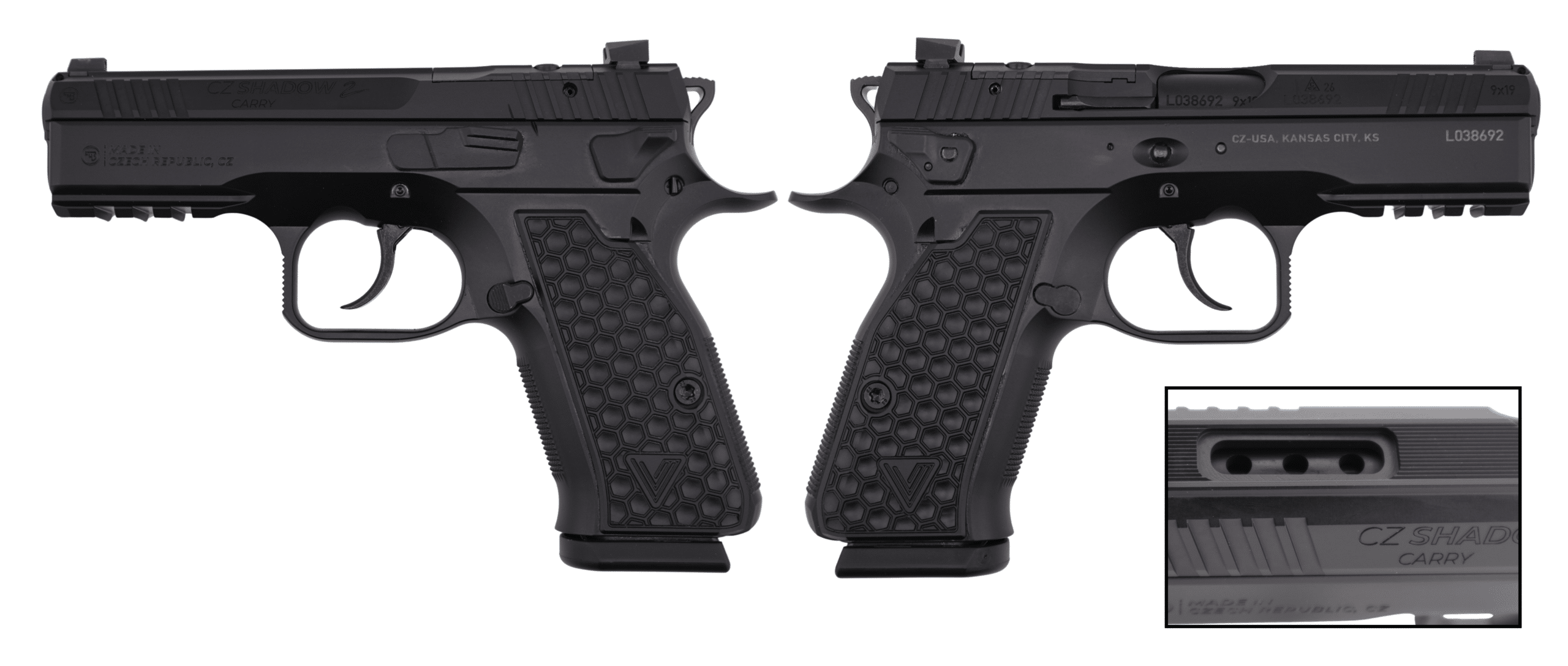 CZ SHADOW II CARRY PORTED W/ VYTAL GRIPS 9MM PISTOL 4" 2-15RD MAGS