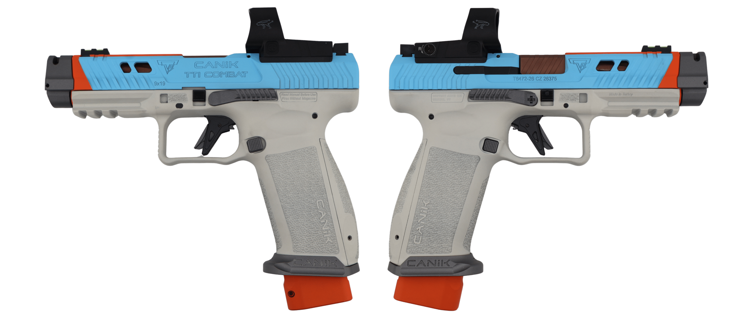 CANIK TTI COMBAT SMOKE TRACKSIDE W/MECANIK OPTIC 9MM PISTOL 4.6" 2-18RD