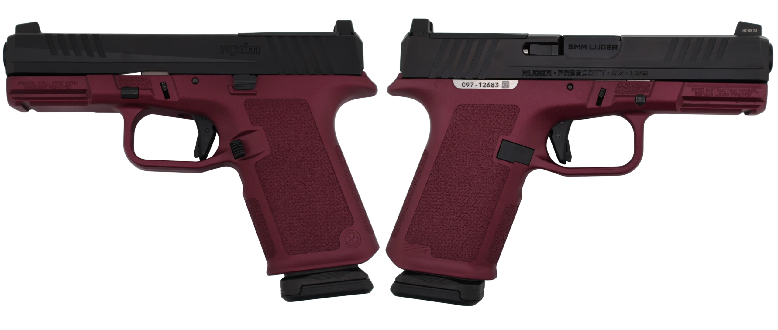 RUGER RXM 9MM PISTOL 4" BBL BLACK CHERRY MAGPUL EHG, O.R. 2-15RD MAGS