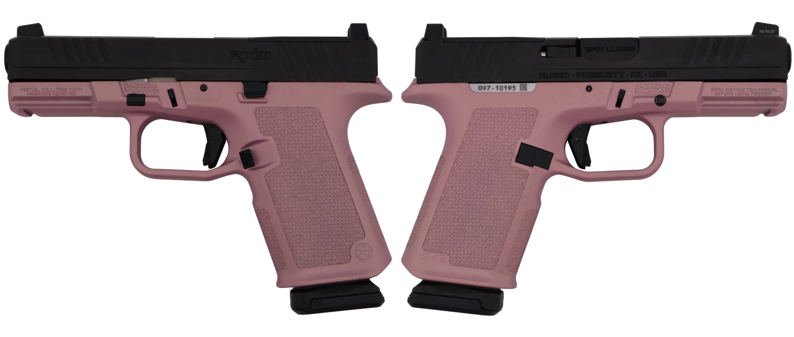 RUGER RXM 9MM PISTOL 4" BBL PINK CHAMPAGNE MAGPUL EHG, O.R. 2-15RD MAGS