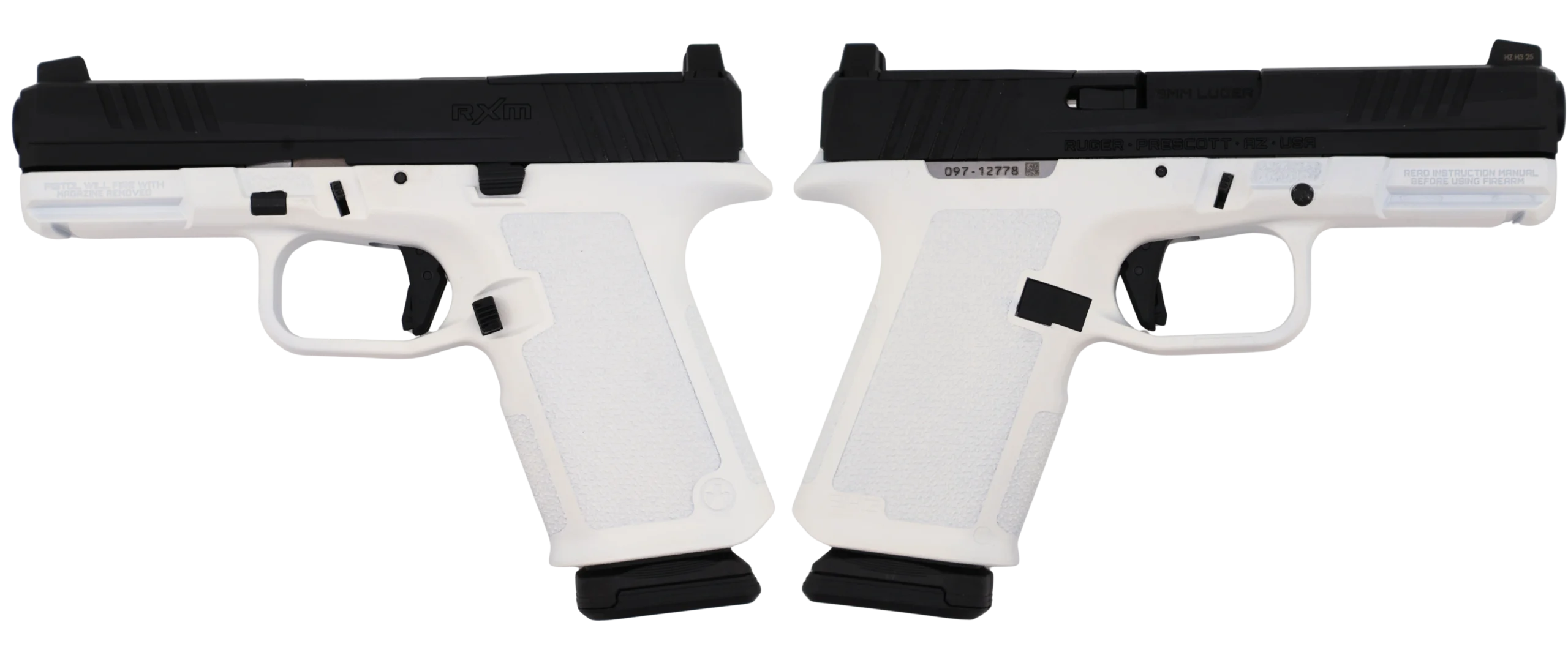 RUGER RXM 9MM PISTOL 4" BBL WHITE MAGPUL EHG, O.R. 2-15RD MAGS